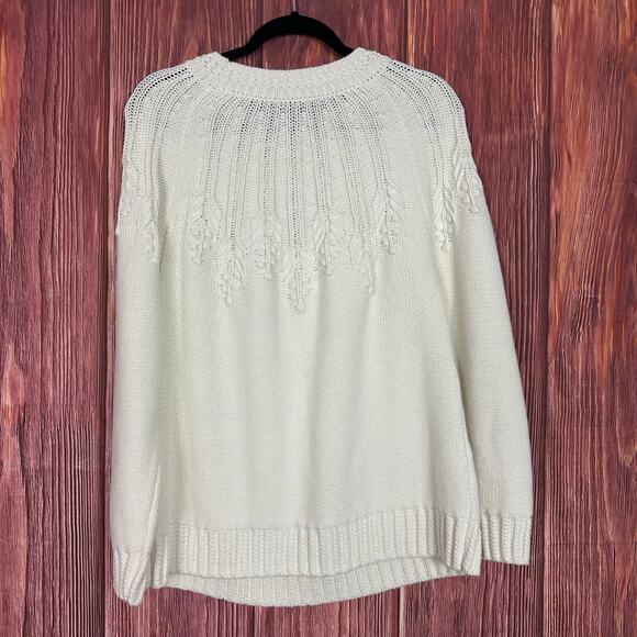 Talbots White Chunky Pullover Sweater Cotton Blend Womens Size XL - Picture 3 of 5